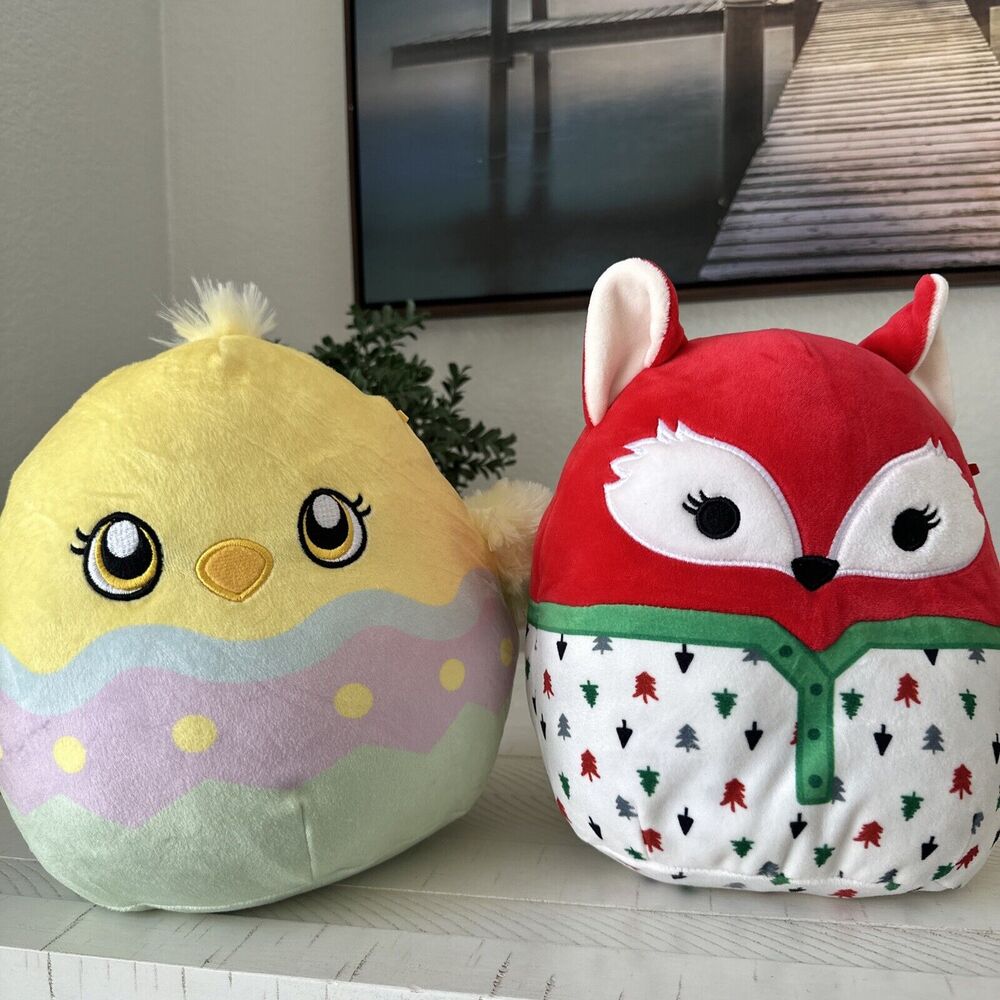 Aimee Easter Chick, Lexi the Fox Kellytoy Squishmallows Plush Toy Doll Lot of 2